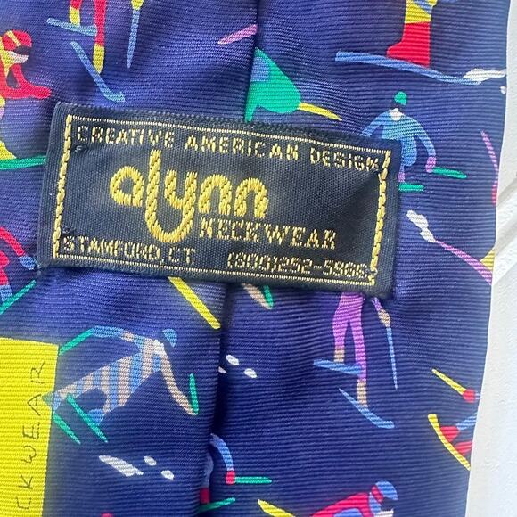 Alynn Neckwear Men's Tie "Downhill" 100% Silk 3.5" Blue Ski Skiier Snow Outdoor - Picture 4 of 6